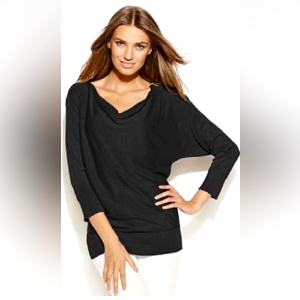 Michael Kors Black 3/4 Sleeve Cowl Neck Top Size XS